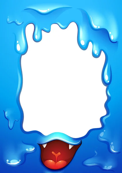 Un disegno bordo blu con la lingua di un mostro — Vettoriale Stock