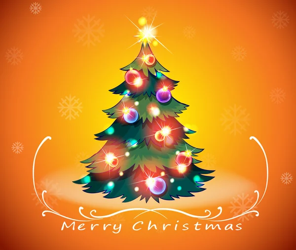Рождественская открытка с блестящей елкой — стоковый вектор