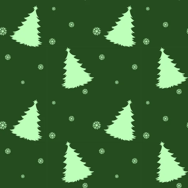 Una plantilla verde sin costuras para Navidad con pinos — Vector de stock