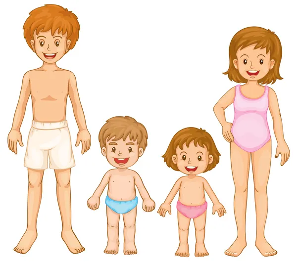 Μια οικογένεια στην ενδυμασία τους κολύμπι — Διανυσματικό Αρχείο