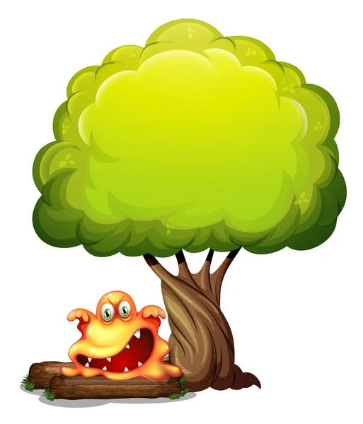 A scary orange monster under the tree — Stock Vector