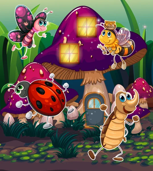 mantar evin yanında farklı böcekler