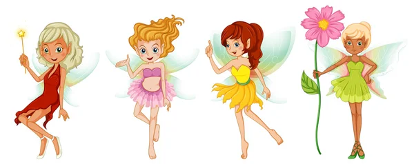 Four cute fairies — Stock Vector