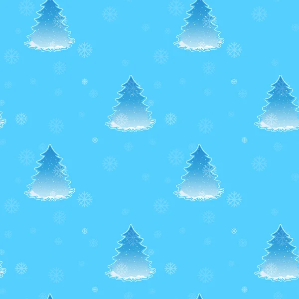 Ein blaues nahtloses Design für Weihnachten mit Weihnachtsbäumen — Stockvektor