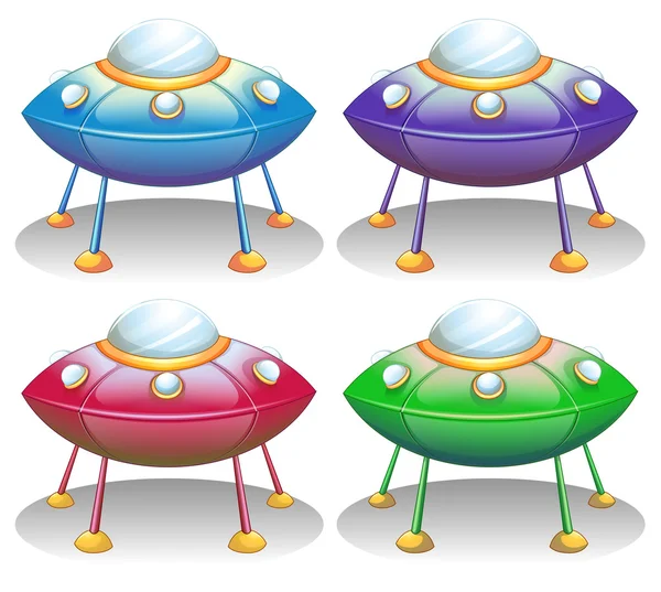 Colorful UFO saucers — Stock Vector