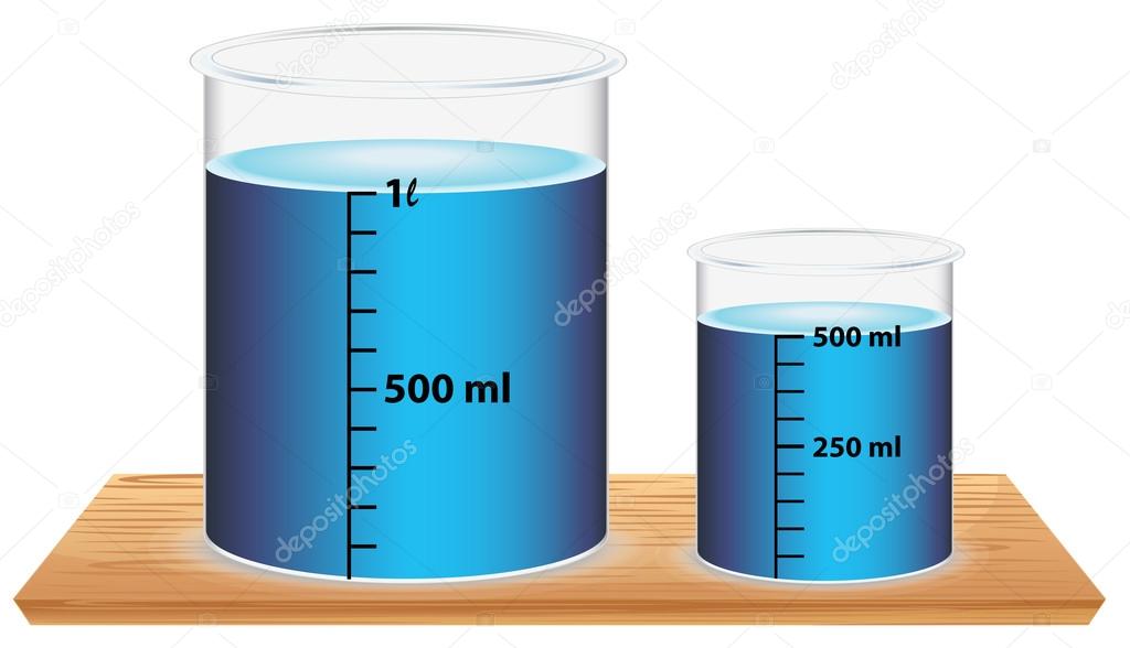A small and a big laboratory beaker