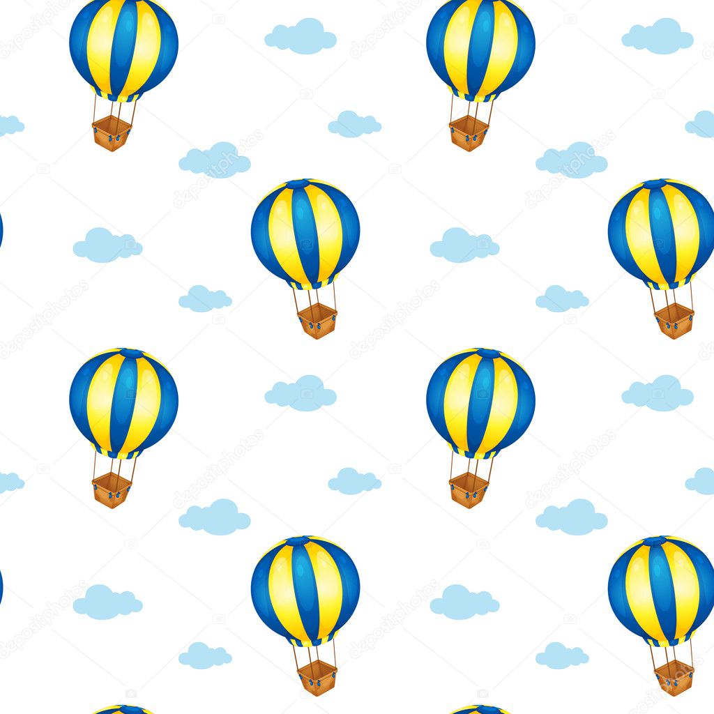 A seamless design with big floating balloons