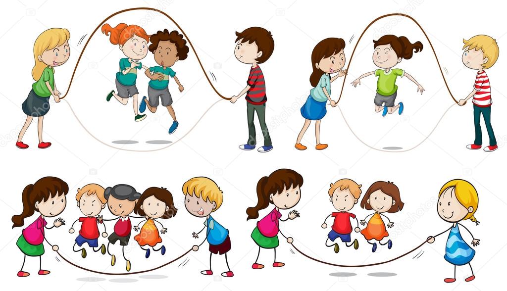 Children playing skipping rope