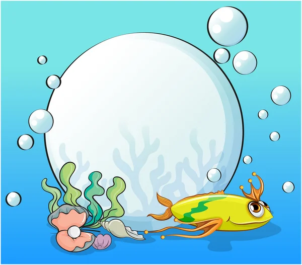 A yellow fish at the ocean near the pearls — Stock Vector