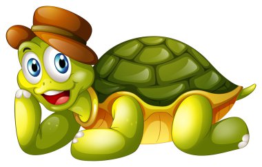 A smiling turtle lying down clipart