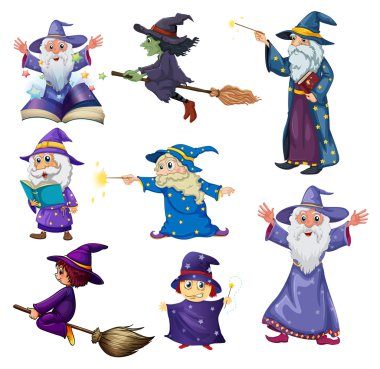 A group of wizards clipart