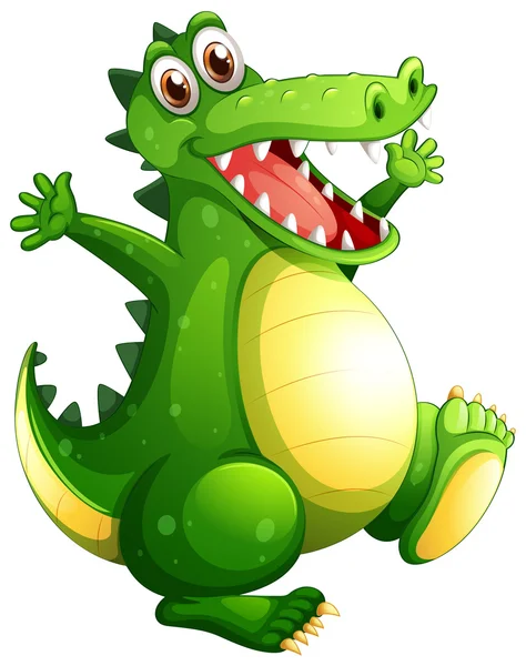 Un cocodrilo verde juguetón — Vector de stock