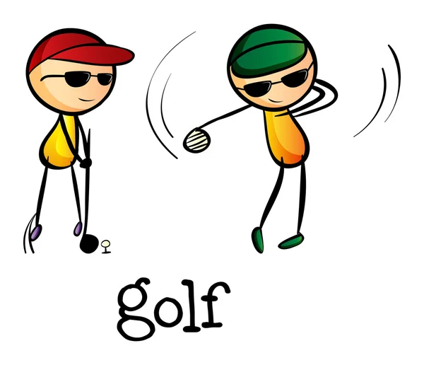 Stickmen playing golf — Stock Vector