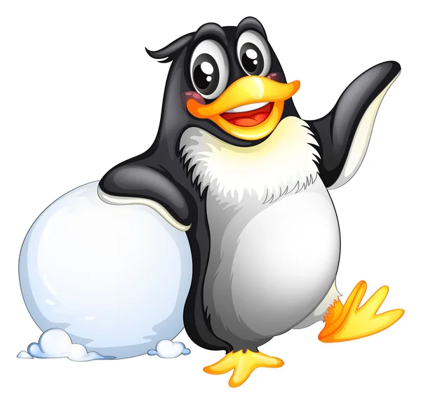 Bir top yanında bir penguen — Stok Vektör