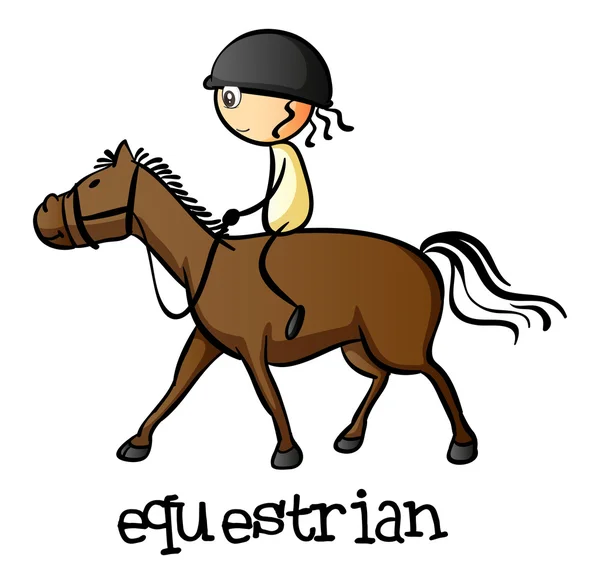 Μια νεαρή κοπέλα ιππασίας ένα άλογο — Διανυσματικό Αρχείο