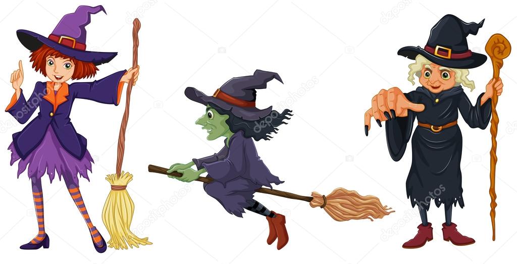 Three witches Vector Art Stock Images | Depositphotos