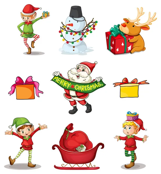 Nove diferentes decorações de Natal —  Vetores de Stock