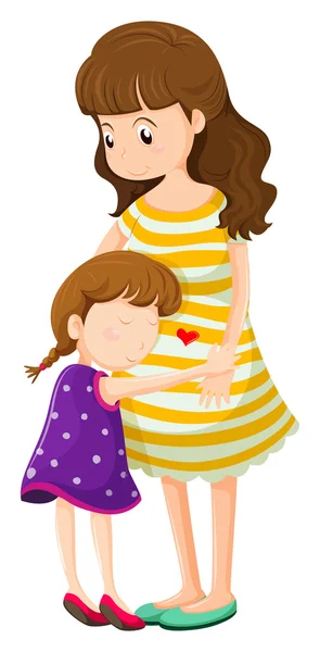 Eine Tochter umarmt ihre Mutter — Stockvektor