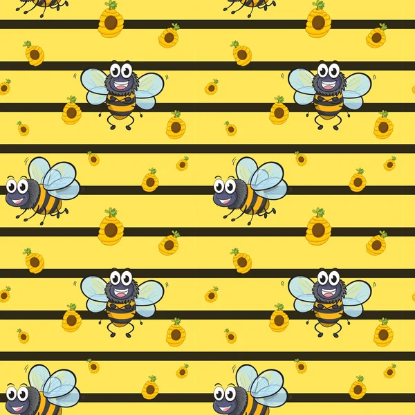 Бесшумный дизайн с улыбающимися пчелами — стоковый вектор