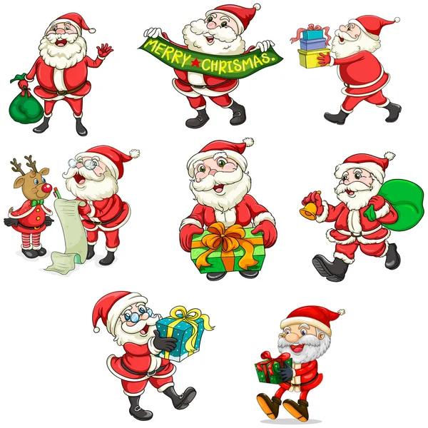 Santa Claus and his reindeer — Stock Vector