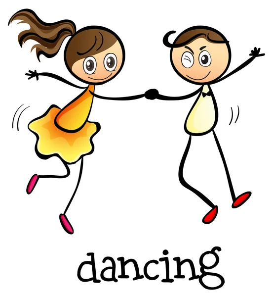 Una chica y un niño bailando — Archivo Imágenes Vectoriales