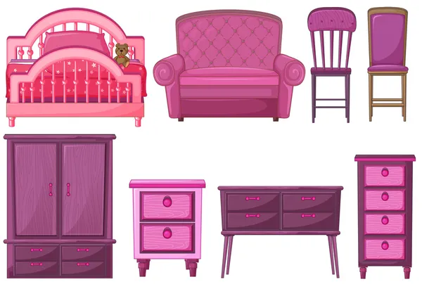 Furnitures in pink color — Stock Vector