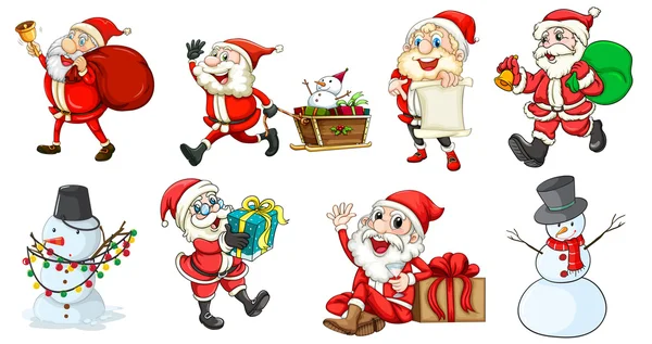 Santa Claus and the snowmen — Stock Vector