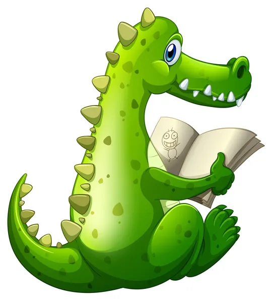 Ein Krokodil liest — Stockvektor