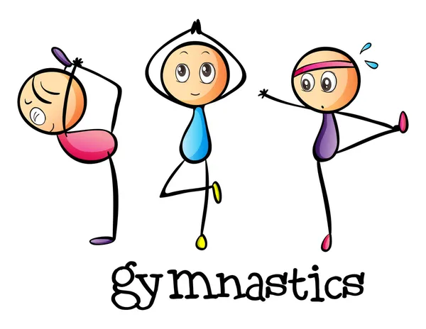 Stickmen doing gymnastics — Stock Vector