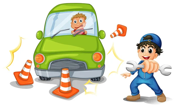 A car accident and a mechanic Royalty Free Stock Vectors
