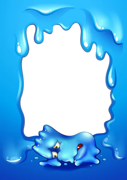 Una cornice con un mostro blu sdraiato Illustrazione Stock
