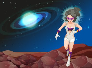 A superwoman with blazing powers clipart
