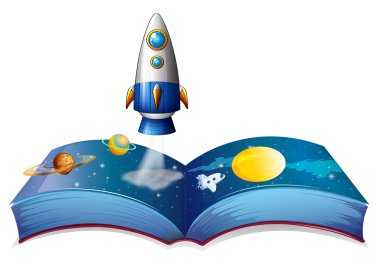 gezegen ve airships gösteren bir kitap