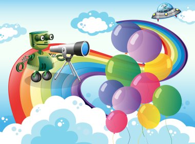 gökkuşağı ve balon gökyüzü robotları
