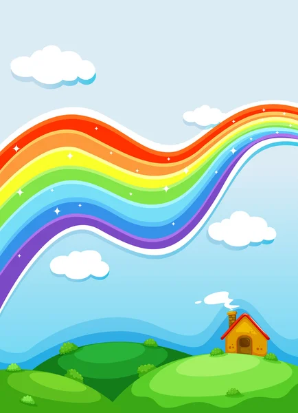 Um arco-íris acima das colinas — Vetor de Stock