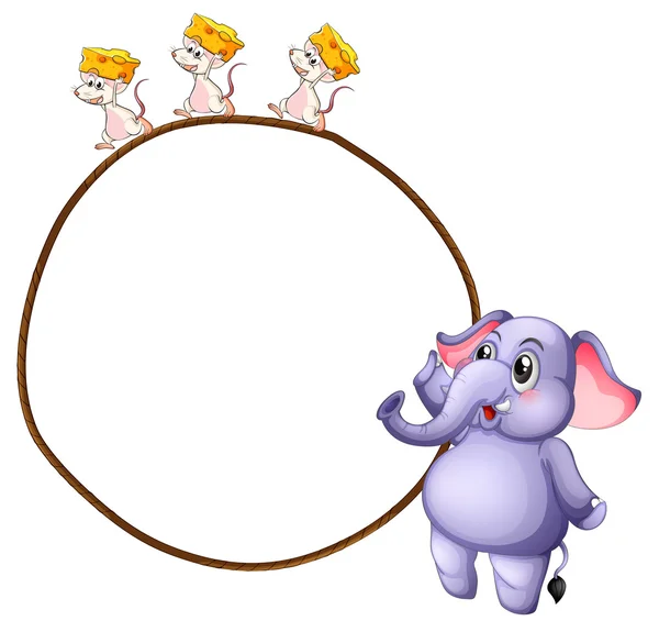 Tres ratones y un elefante — Archivo Imágenes Vectoriales
