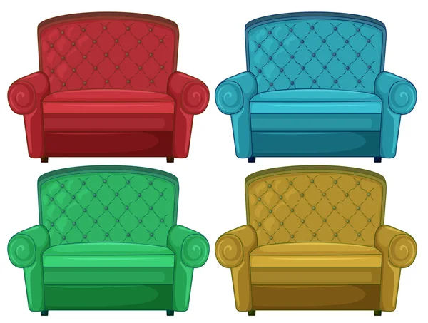 Four colorful couches — Stock Vector