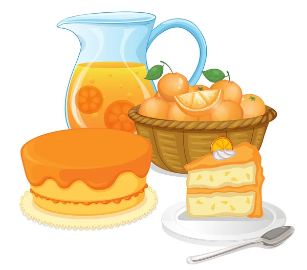 蛋糕和果汁饮料 — 图库矢量图片