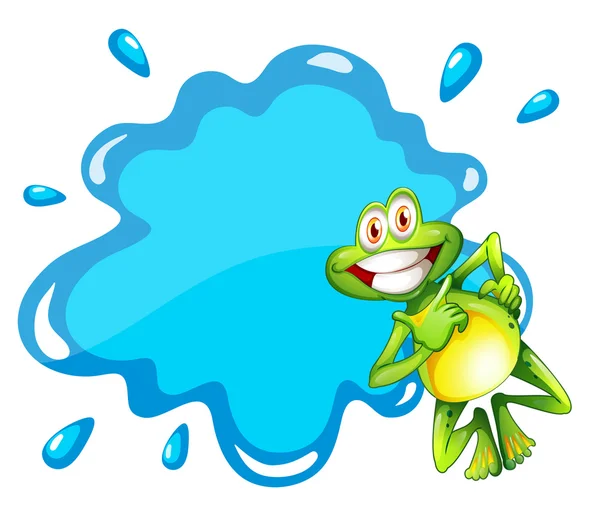 A smiling frog beside the blue empty template — Stock Vector