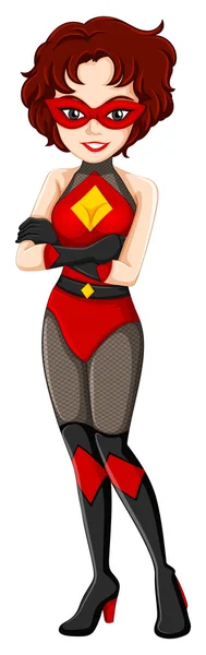 A female superhero with a red mask — Stock Vector