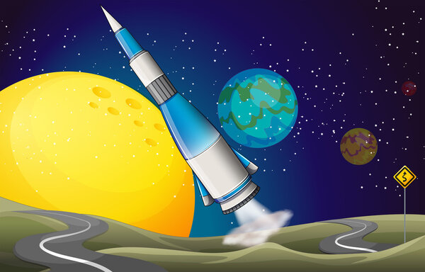 Космический корабль и две извилистые дороги
