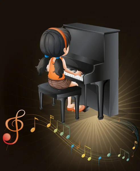 Una músico tocando con el piano — Vector de stock