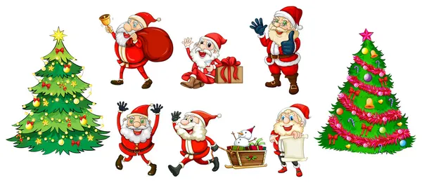 Santa with the christmas trees — Stock Vector