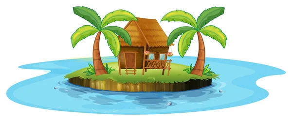 Une petite cabane nipa dans une île — Image vectorielle