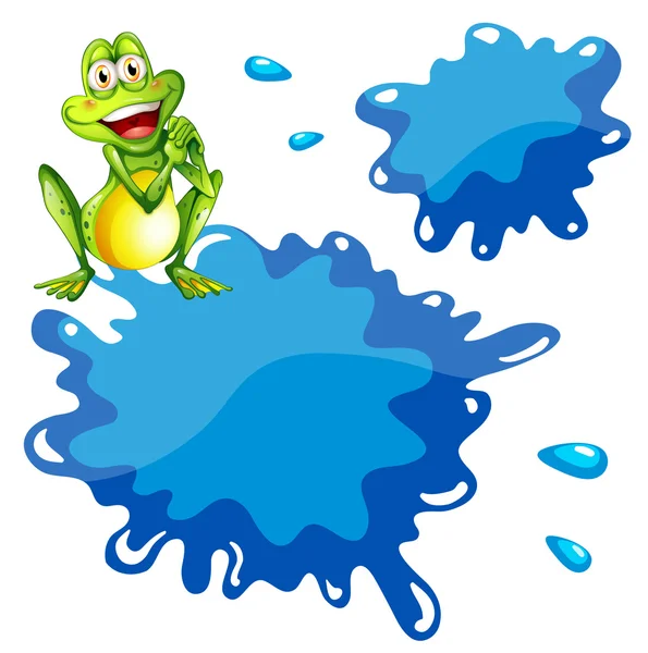 Une grenouille verte et un gabarit bleu vide — Image vectorielle