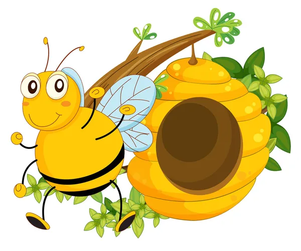 大蜜蜂在蜂巢附近 — 图库矢量图片