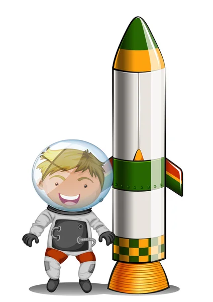 Астронавт біля ракети — стоковий вектор
