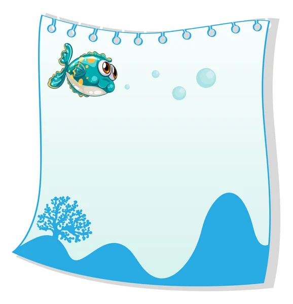 Ένα πρότυπο κενό χαρτί με ένα ψάρι — 图库矢量图片