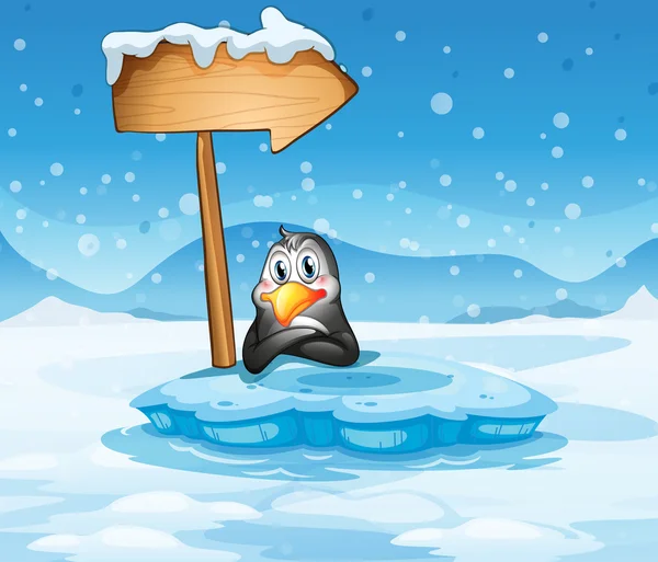 用一只企鹅和箭一座冰山 — 图库矢量图片