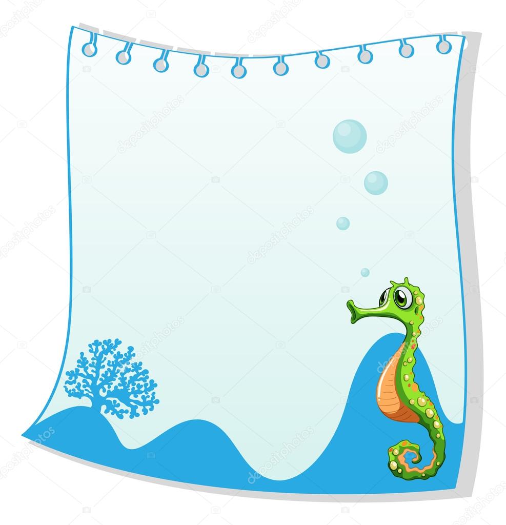 An empty paper template with a seahorse